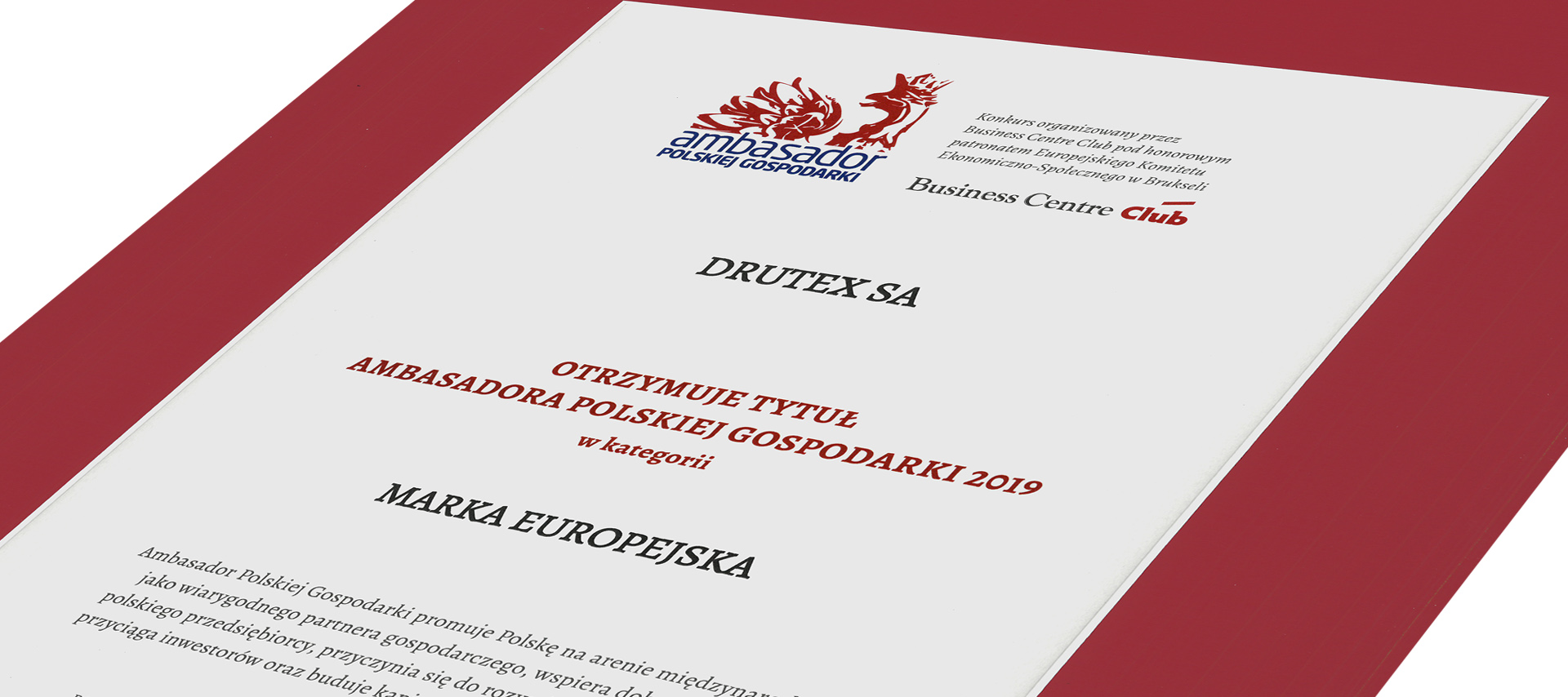 Drutex ponownie wyróżniony tytułem Ambasadora Polskiej Gospodarki