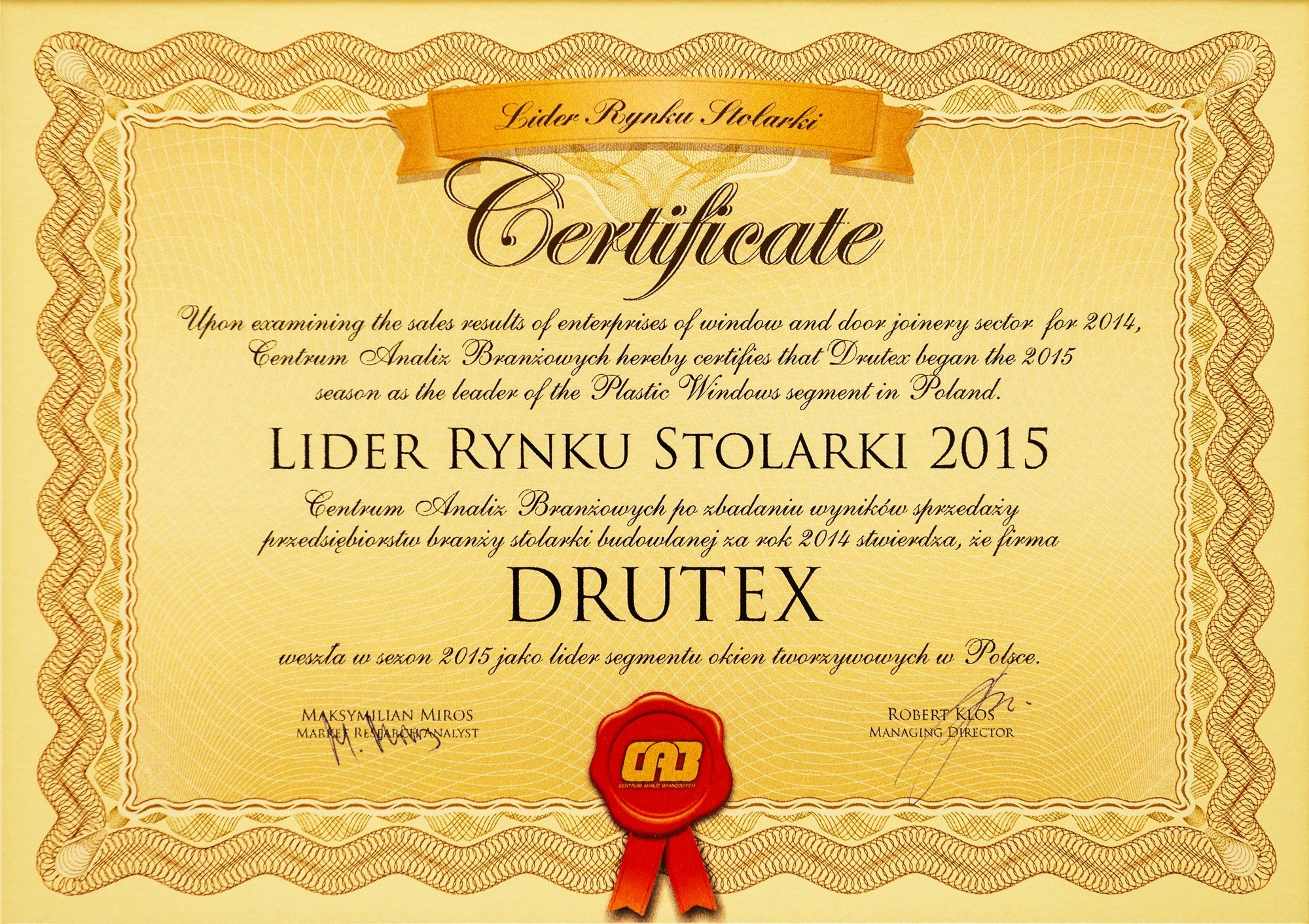 DRUTEX liderem rynku stolarki w Polsce!