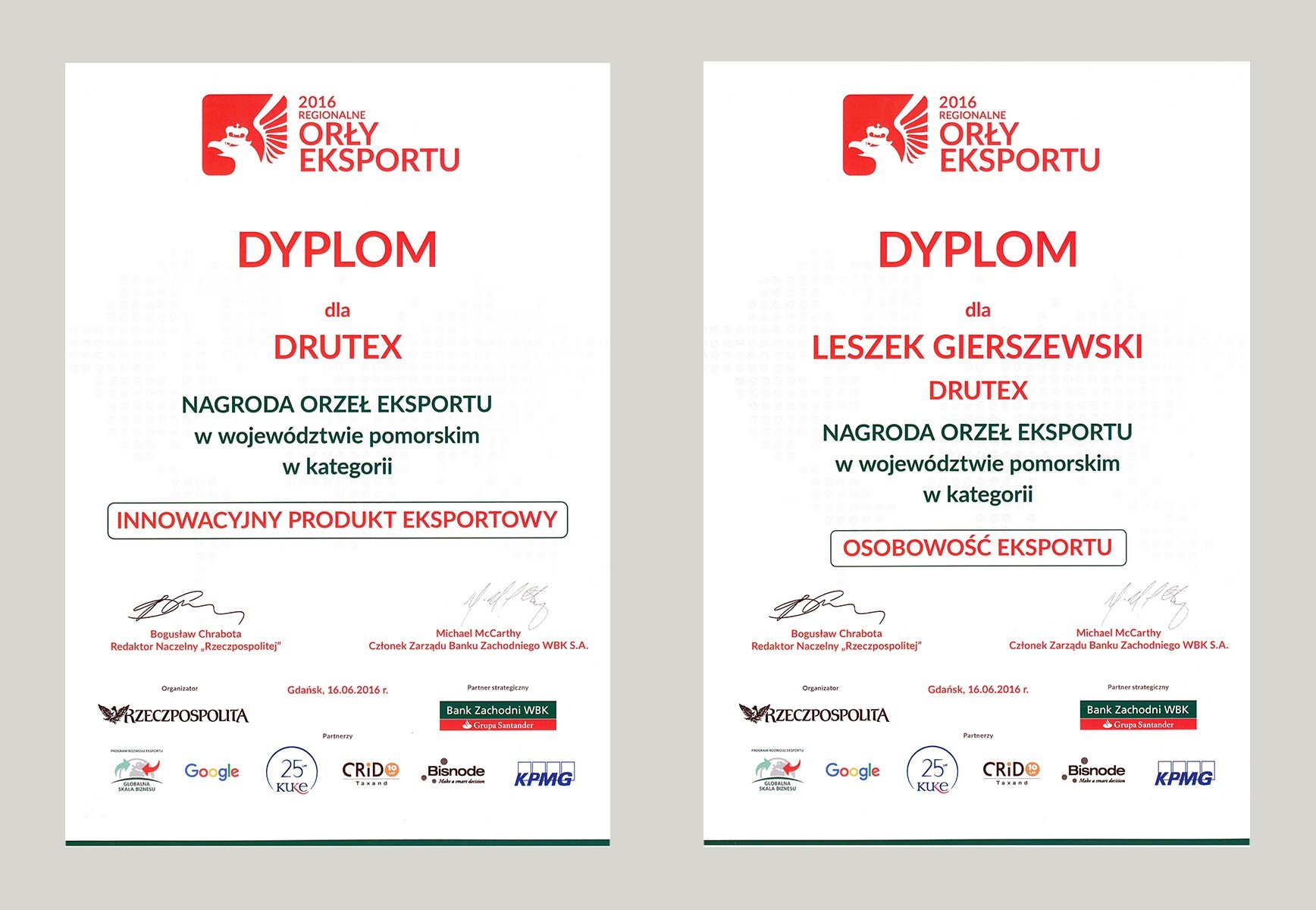 ORŁY EKSPORTU DLA DRUTEX S.A. I PREZESA LESZKA GIERSZEWSKIEGO!