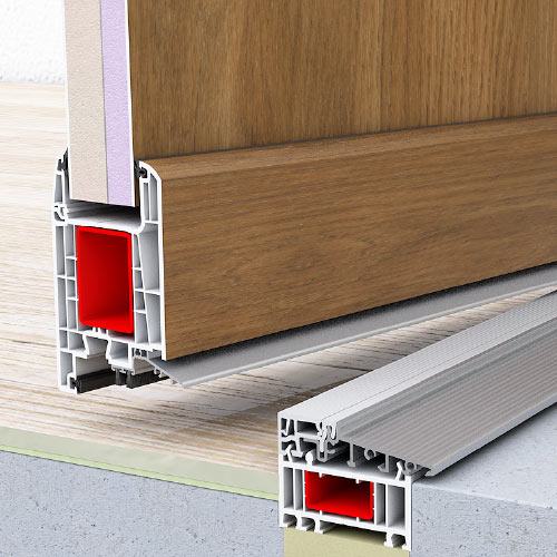 Aluminium threshold with thermal break