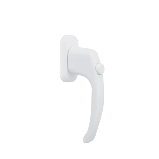 Klamka okienna z przyciskiem (biała)
