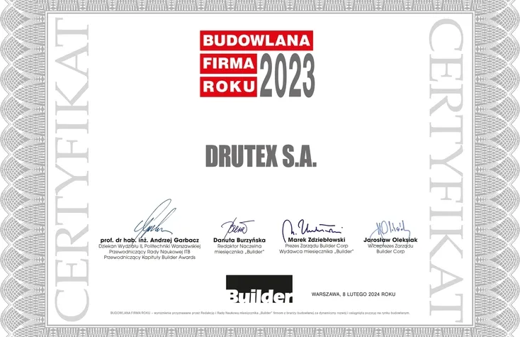 DRUTEX Budowlaną Firmą Roku 2023